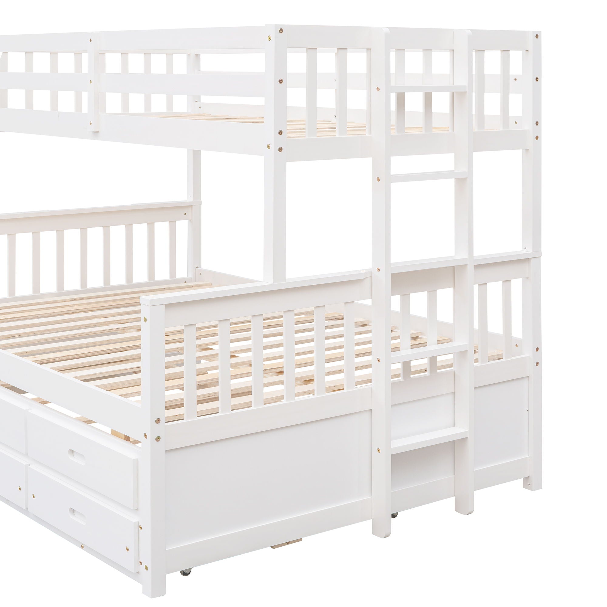 Twin Over Full Bunk Bed With Twin Size Trundle, Separable Bunk Bed With Drawers For Bedroom