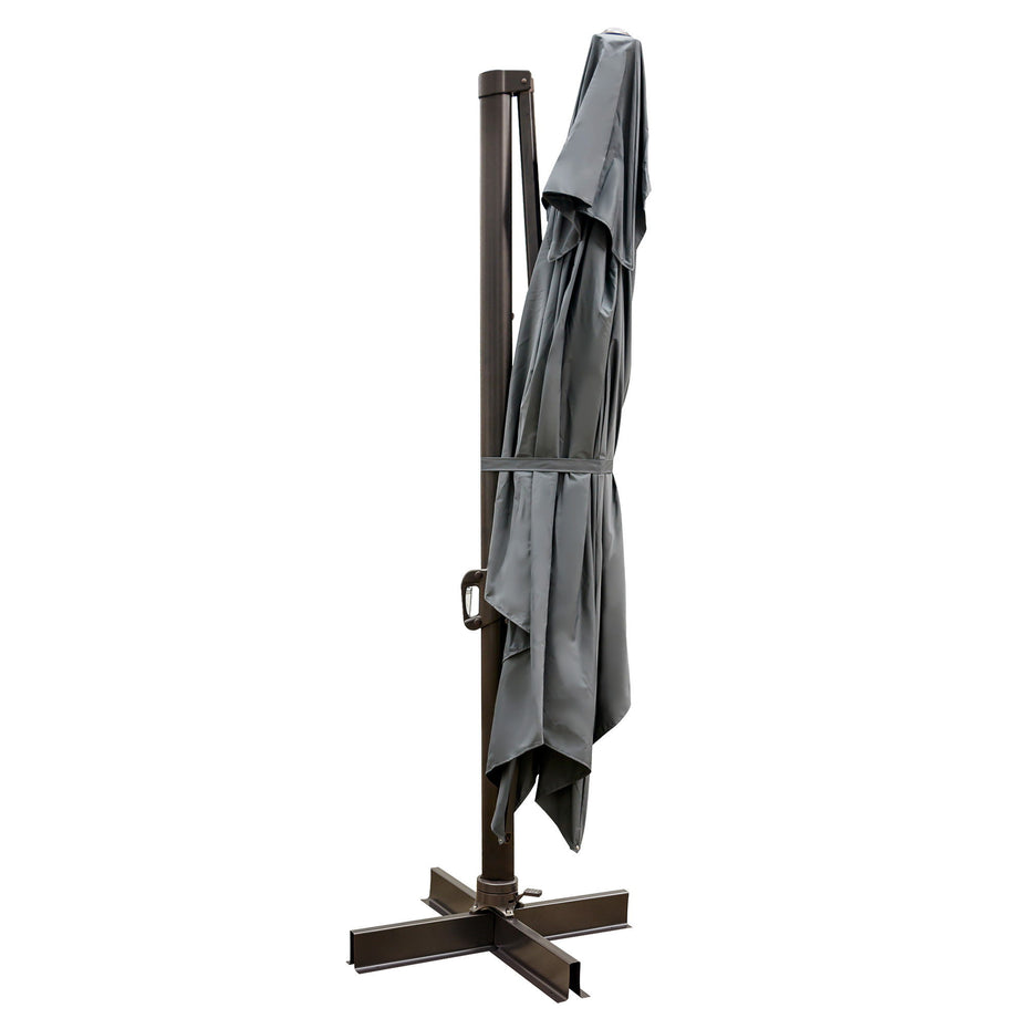 Polyester Rectangular Tilt Cantilever Patio Umbrella With Stand - Dark Gray