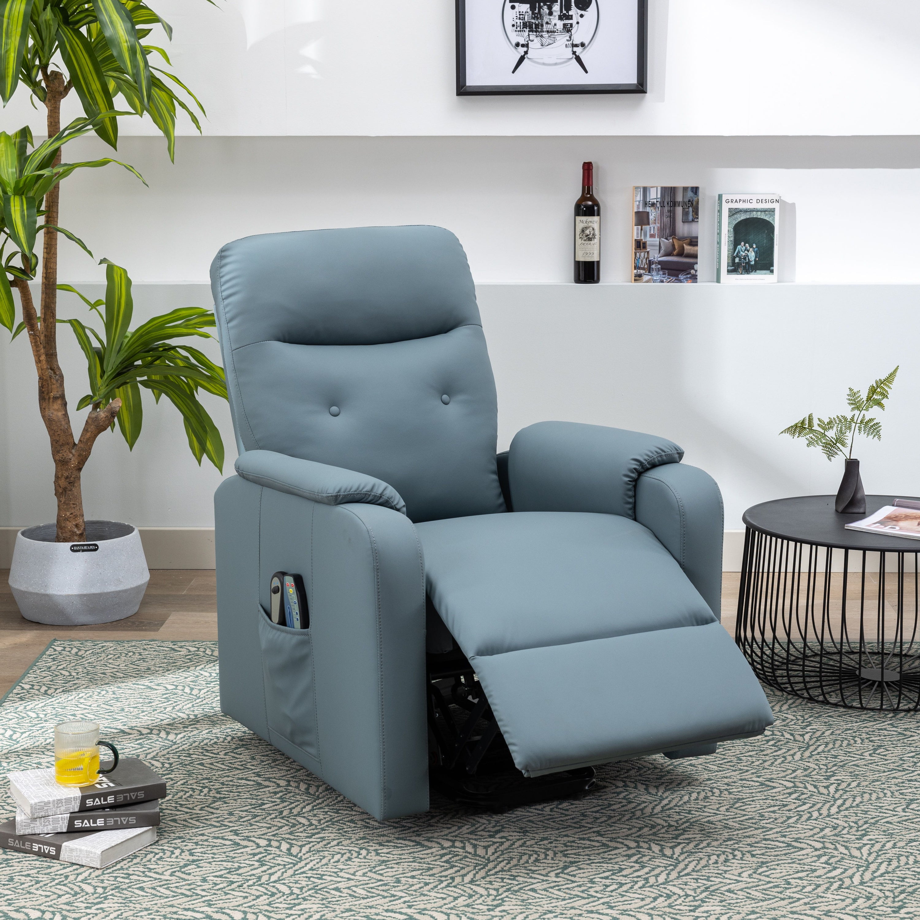 Massage Recliner Chair Electric Power Lift Chairs With Side Pocket, Adjustable Massage And Heating Function For Adults And Seniors