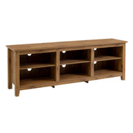 Modern Transitional 3 Shelf Open Storage 70" TV Stand For 80" TVs Light Brown None by Walker Edison | Bel Furniture