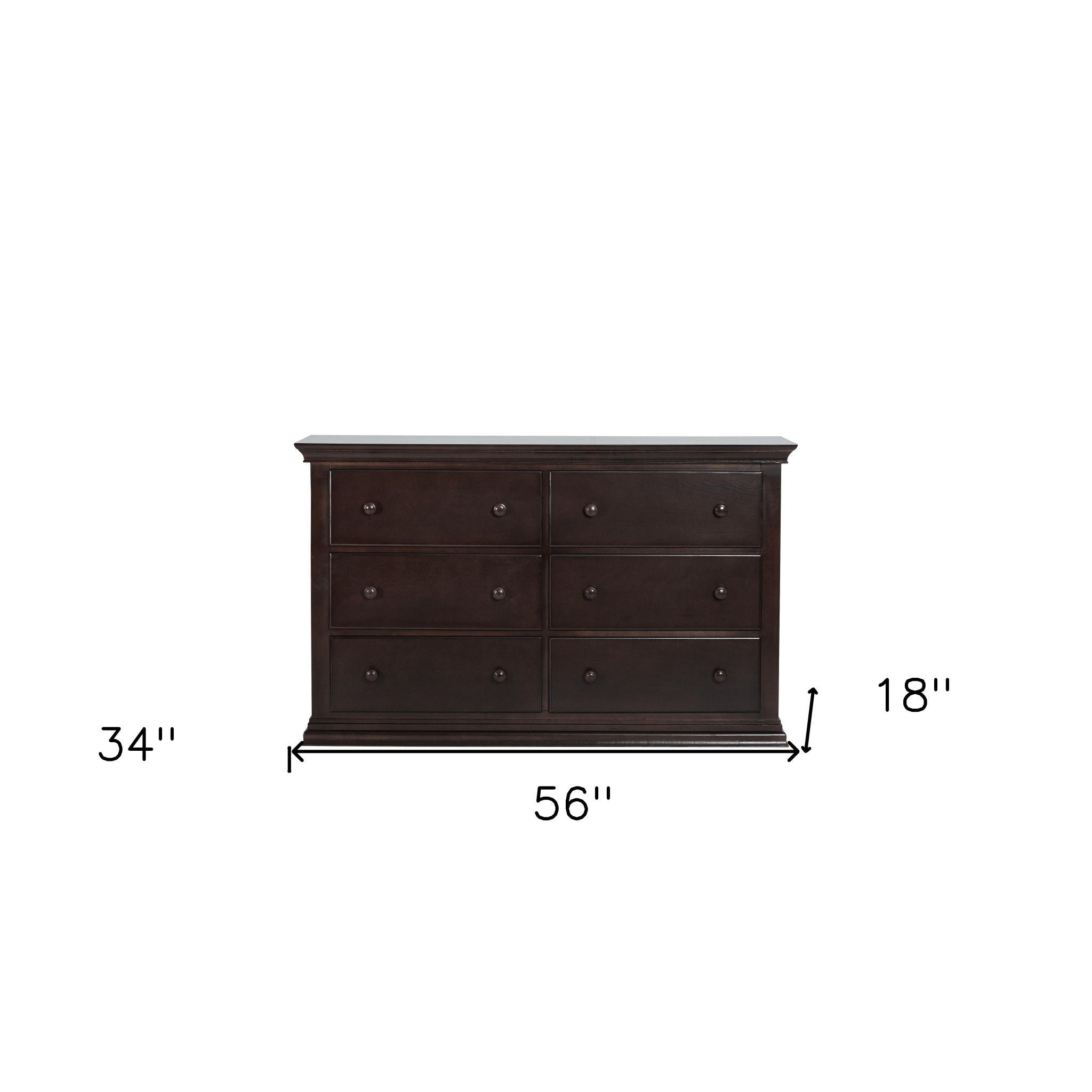 Solid And Manufactured Wood Six Drawer Double Dresser - Espresso