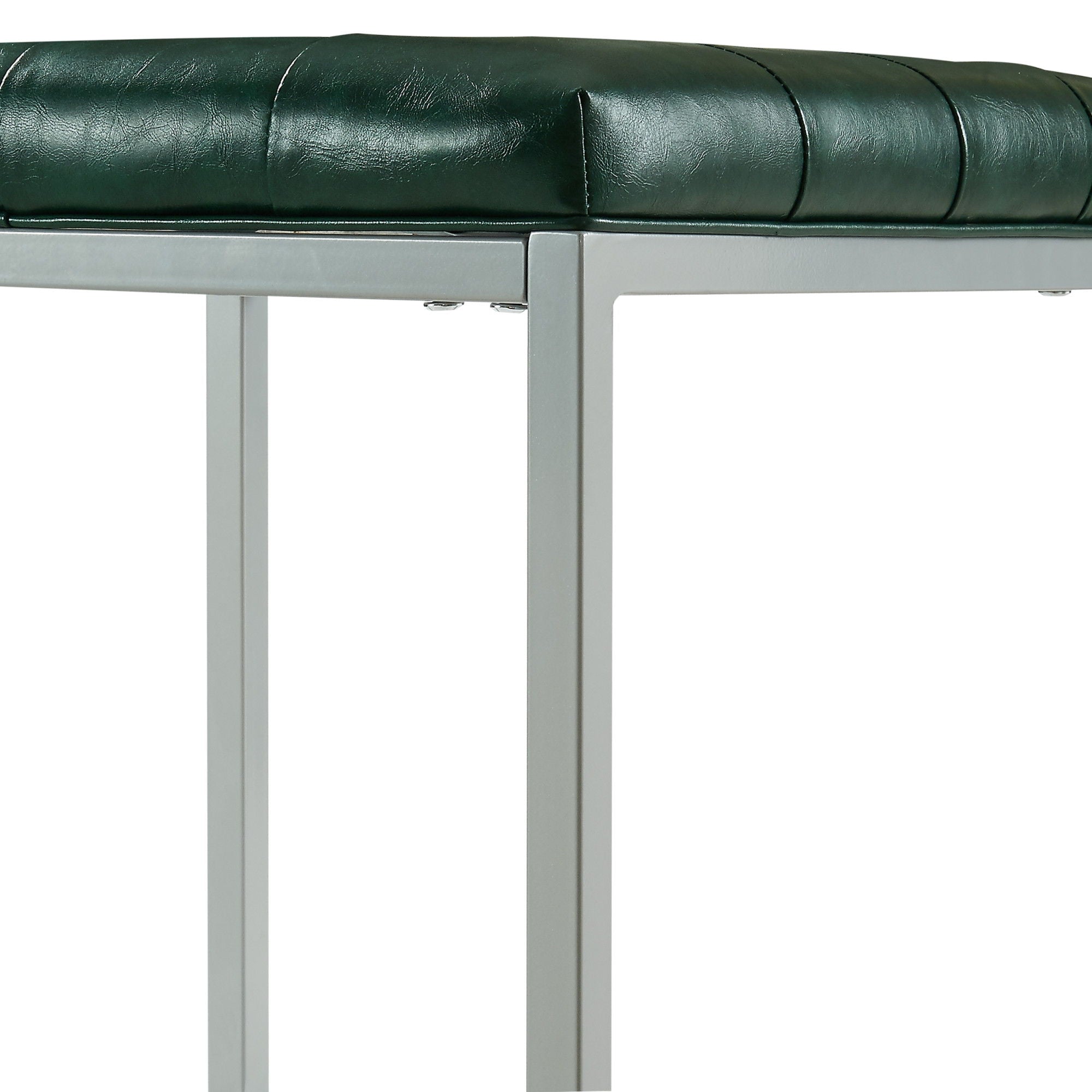 Faux Leather Cube Ottoman - Green / Gray