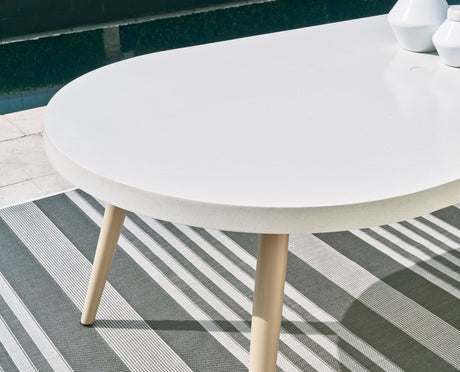 Seton Creek - White - Oval Dining Table With Umb Opt by Signature Design by Ashley® | Bel Furniture