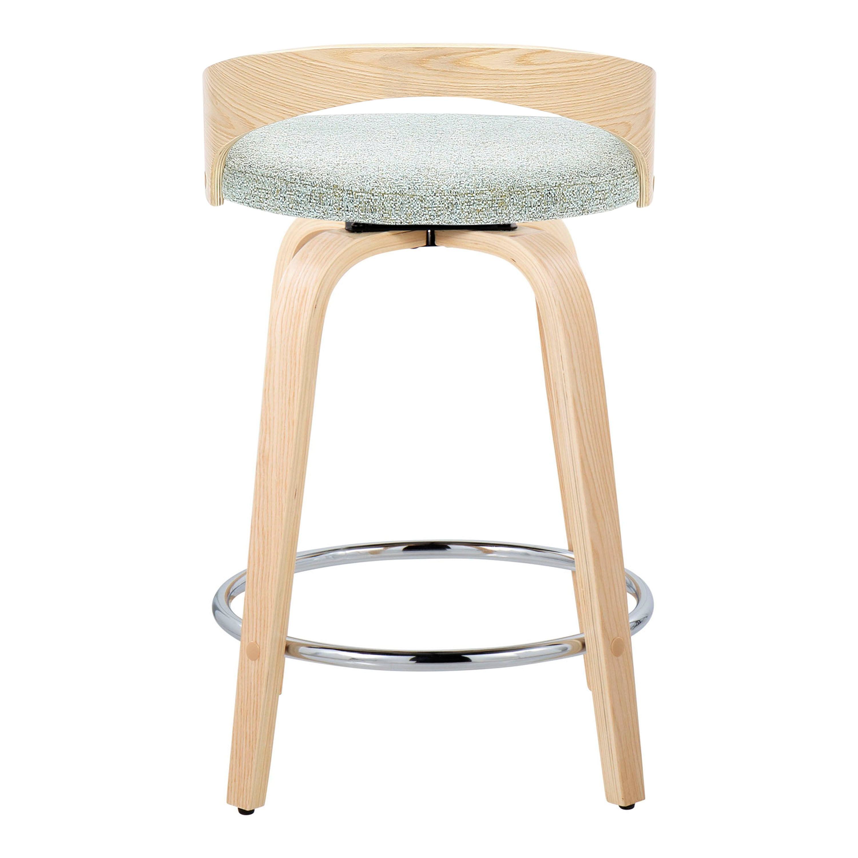 Grotto - Contemporary Fixed Height Counter Stool & Swivel, Round Footrest (Set of 2)