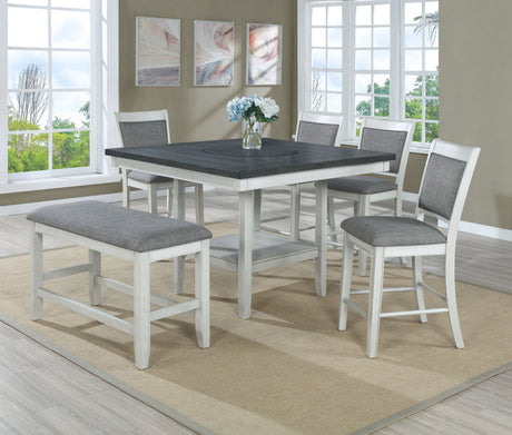 Fulton - Dining Room Set White 6 Pc. Table, 4 Chairs, Bench by Crown Mark | Bel Furniture