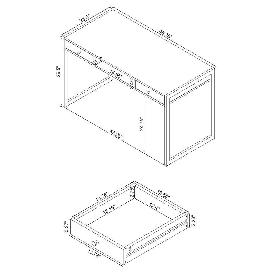 Wallice - 2-Drawer Writing Desk - Weathered Gray