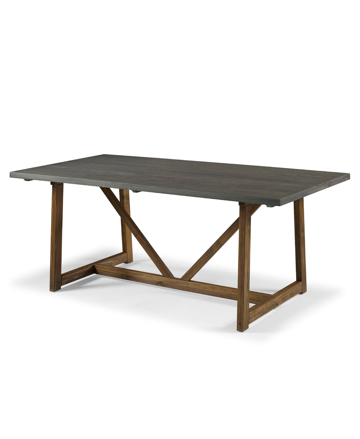 Modern Farmhouse Solid Wood V Frame Trestle Dining Table - Gray / Brown by Walker Edison | Bel Furniture