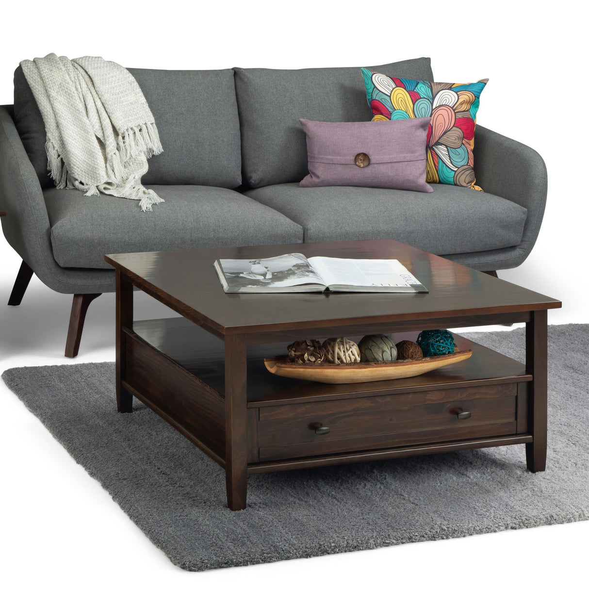 Warm Shaker - Square Coffee Table - Tobacco Brown by Simpli-Home | Bel Furniture