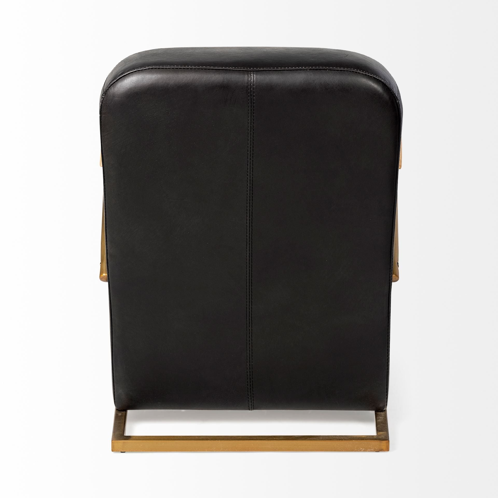 Leather Lounge Chair - Black / Gold