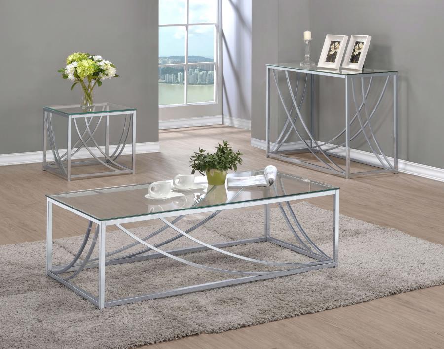 Lille - Square Glass Top Side End Table - Chrome