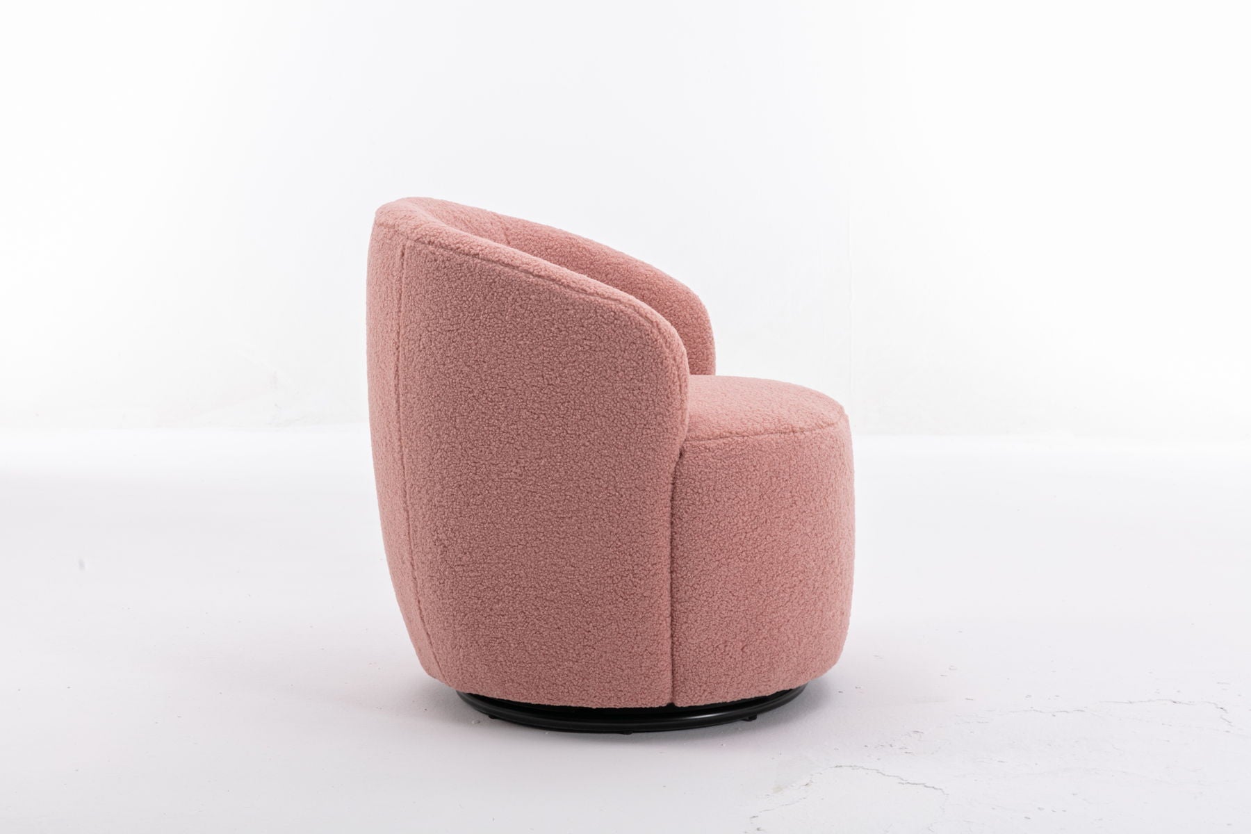 Teddy Fabric Swivel Accent Armchair Barrel Chair With Powder Coating Metal Ring