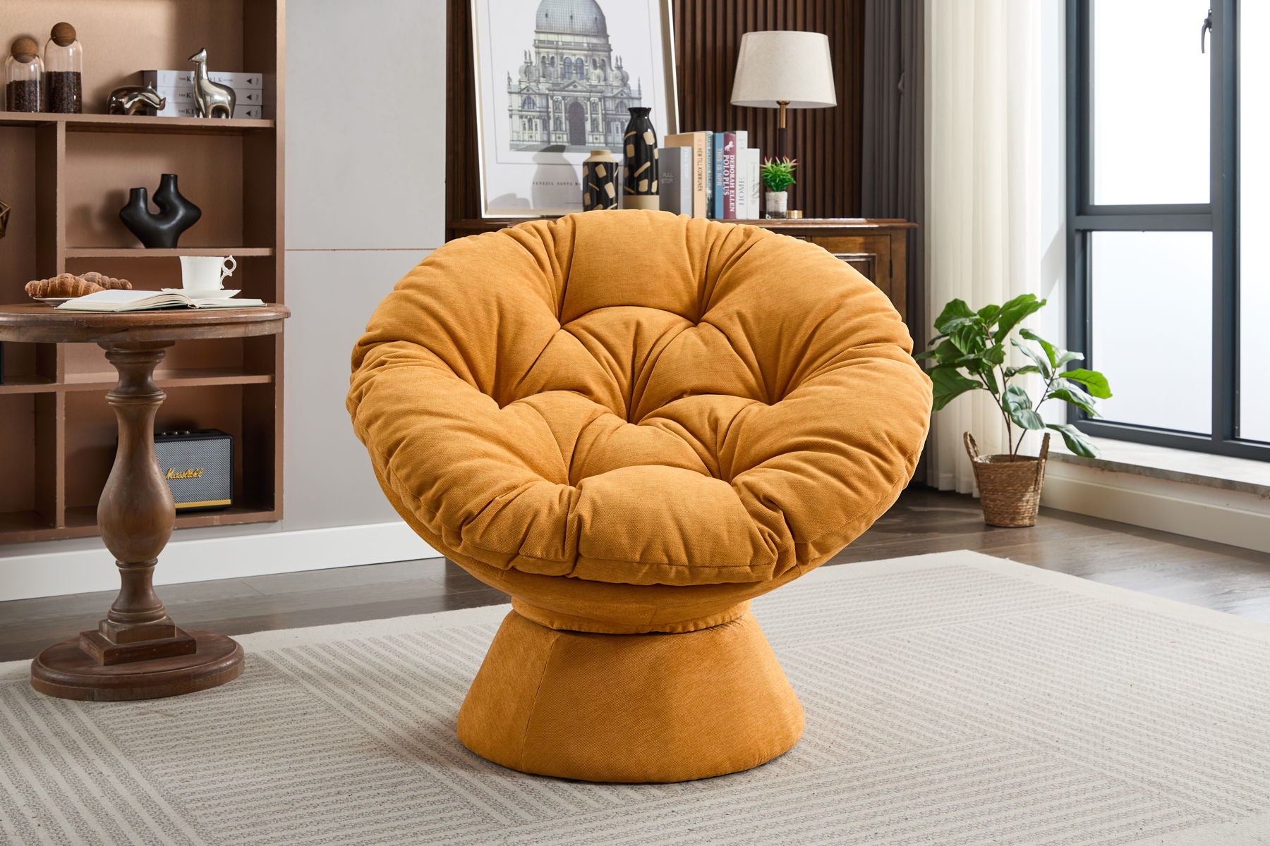 Oversized Swivel Accent Chair, 360 Swivel Barrel Chair, Papasan Chair For Living Room Bedroom