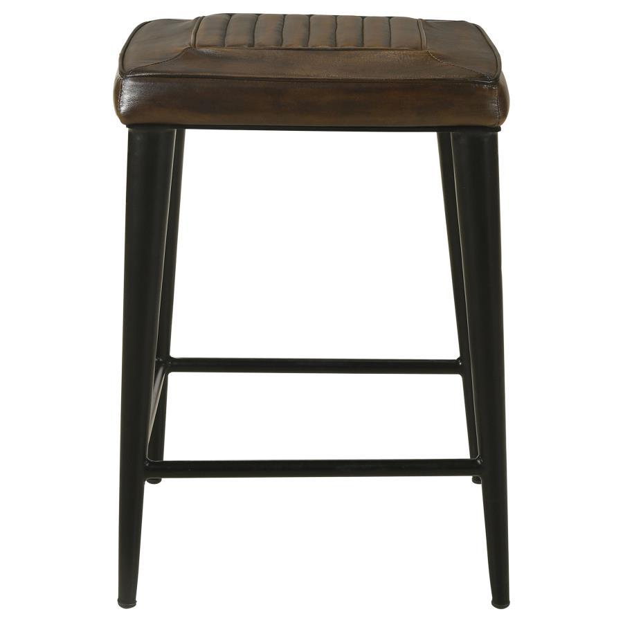 Alvaro - Leather Upholstered Backless Bar Stool (Set of 2)