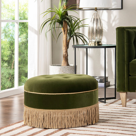 Yolanda - Round Upholstered Accent Ottoman by Jennifer Taylor Home | Bel Furniture
