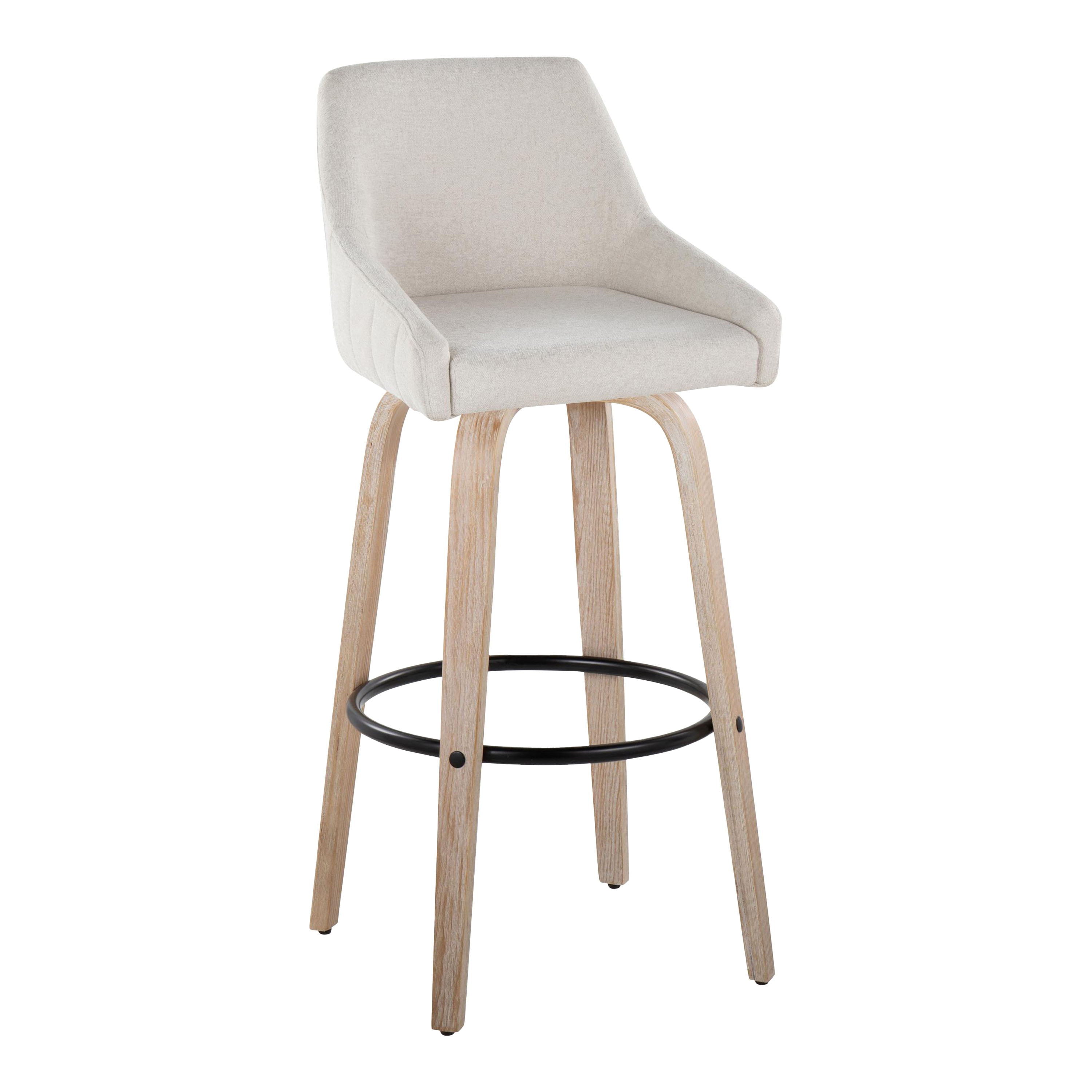 Hannah - Transitional Fixed Height Barstool With Swivel With Round Footrest (Set of 2)