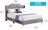 Upholstered Velvet Bed Transitional