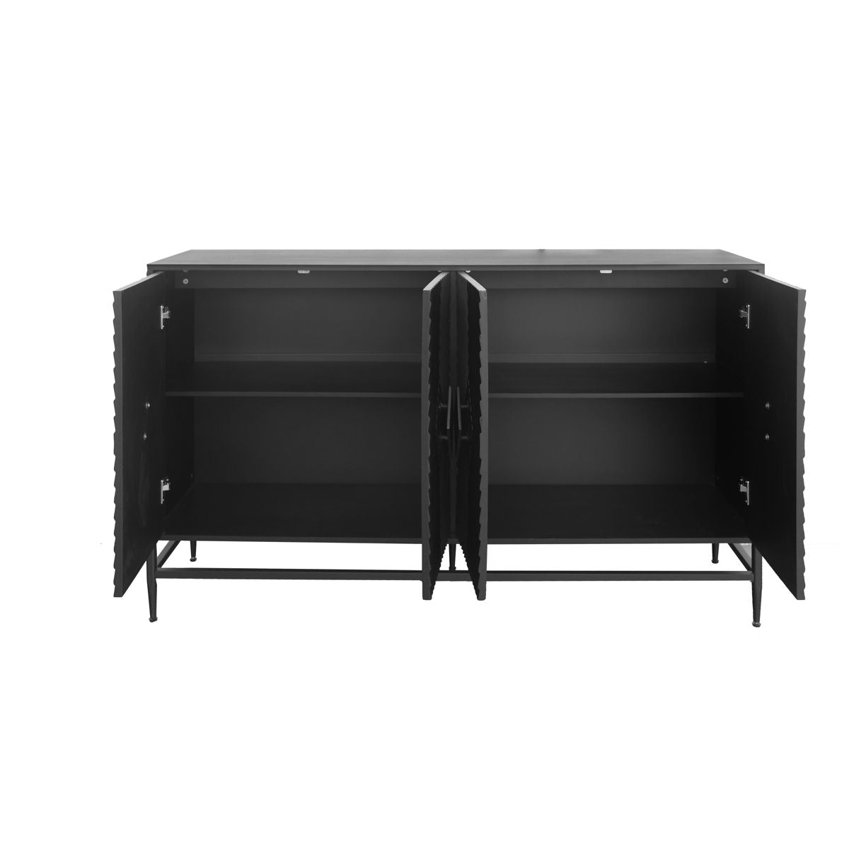 Accent Lacquered 4 Door Wooden Cabinet Sideboard Buffet Server Cabinet Storage Cabinet, For Living Room, Entryway, Hallway, Office, Kitchen And Dining Room - Matte Black