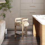 Millwick - Low Back Genuine Fur Counter Stool - Natural Blonde by Jennifer Taylor Home | Bel Furniture