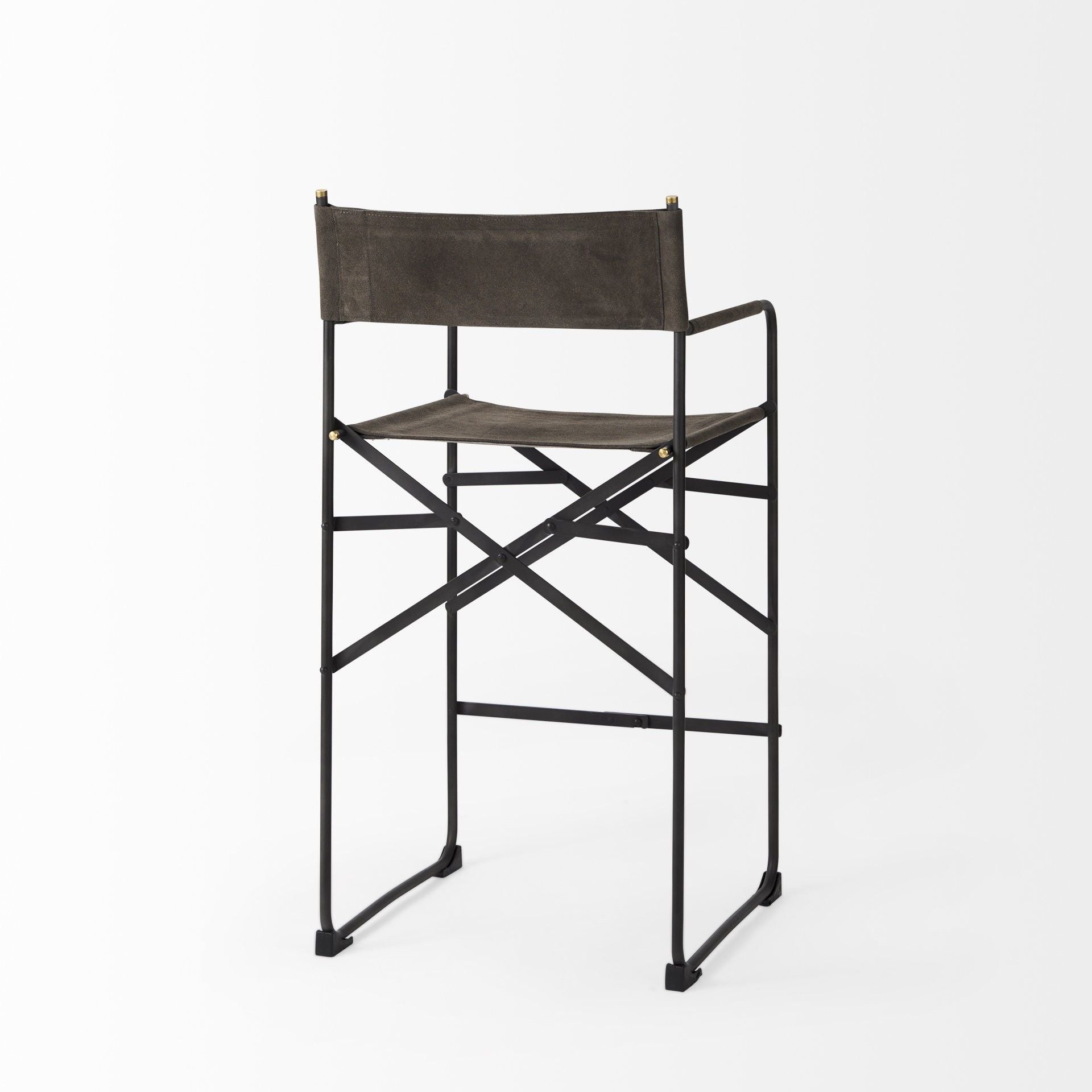 Leather And Metal Bar Chair - Brown / Black