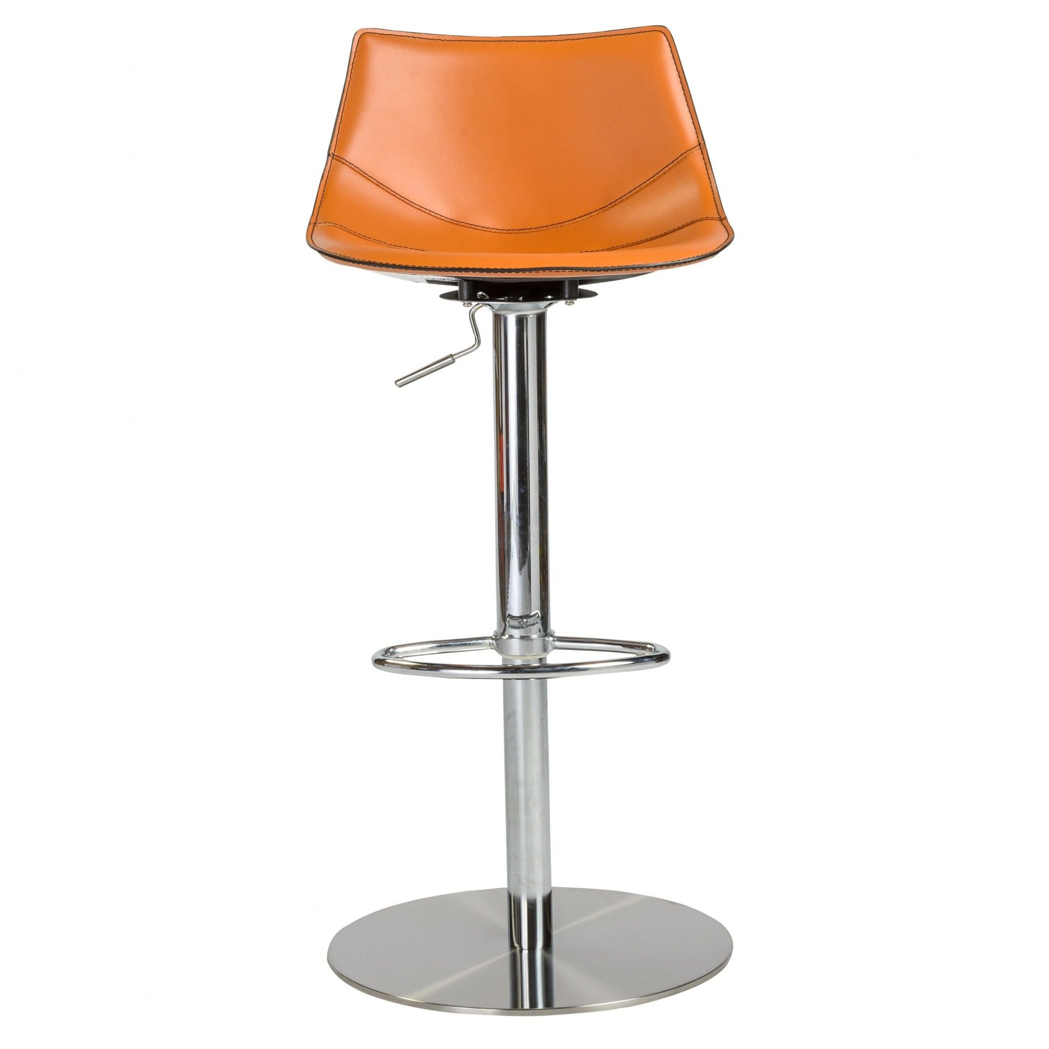 Steel Swivel Low Back Bar Height Bar Chair - Terra Cotta / Silver