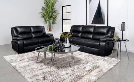 Camila - Upholstered Reclining Sofa Set Black 2 Pc. Sofa, Loveseat by Coaster Fine Furniture | Bel Furniture
