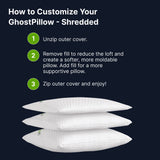 Ghostpillow Shredded - Customizable Soft Fluffy Gel Memory Foam & Siliconized Microfiber Pillow