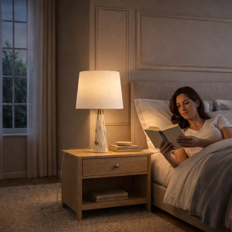 Enclave - Hydro Table Lamp With On / Off Switch Base Shade - Gold / White / White Marble - view 5