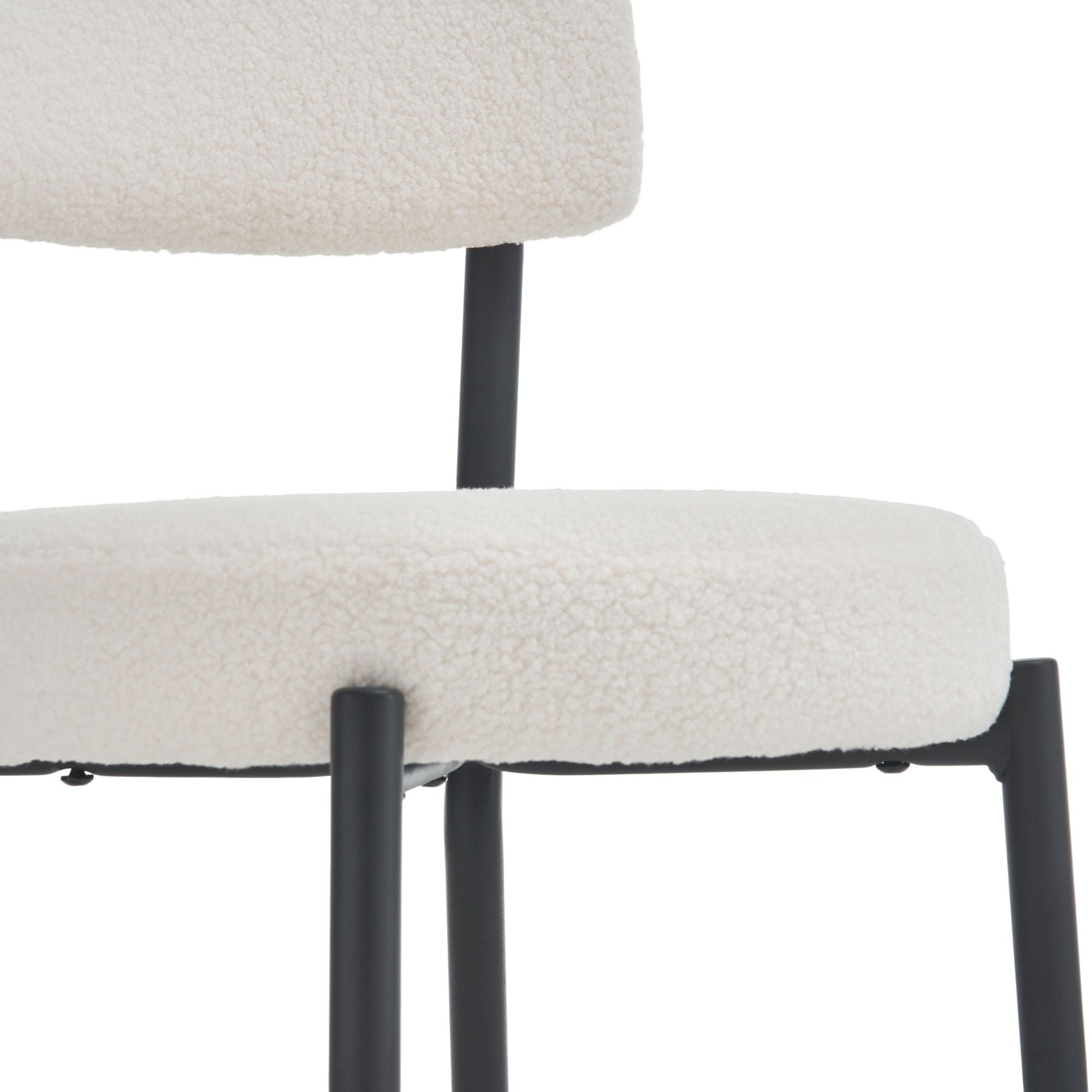 Modern Teddy Fabric Upholstered Bar Stools - Black Legs