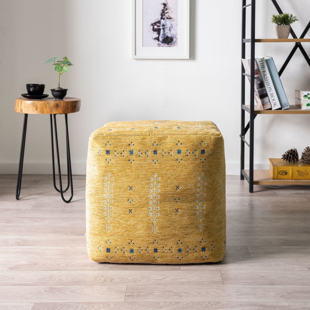 Polyester Blend Ottoman - Yellow