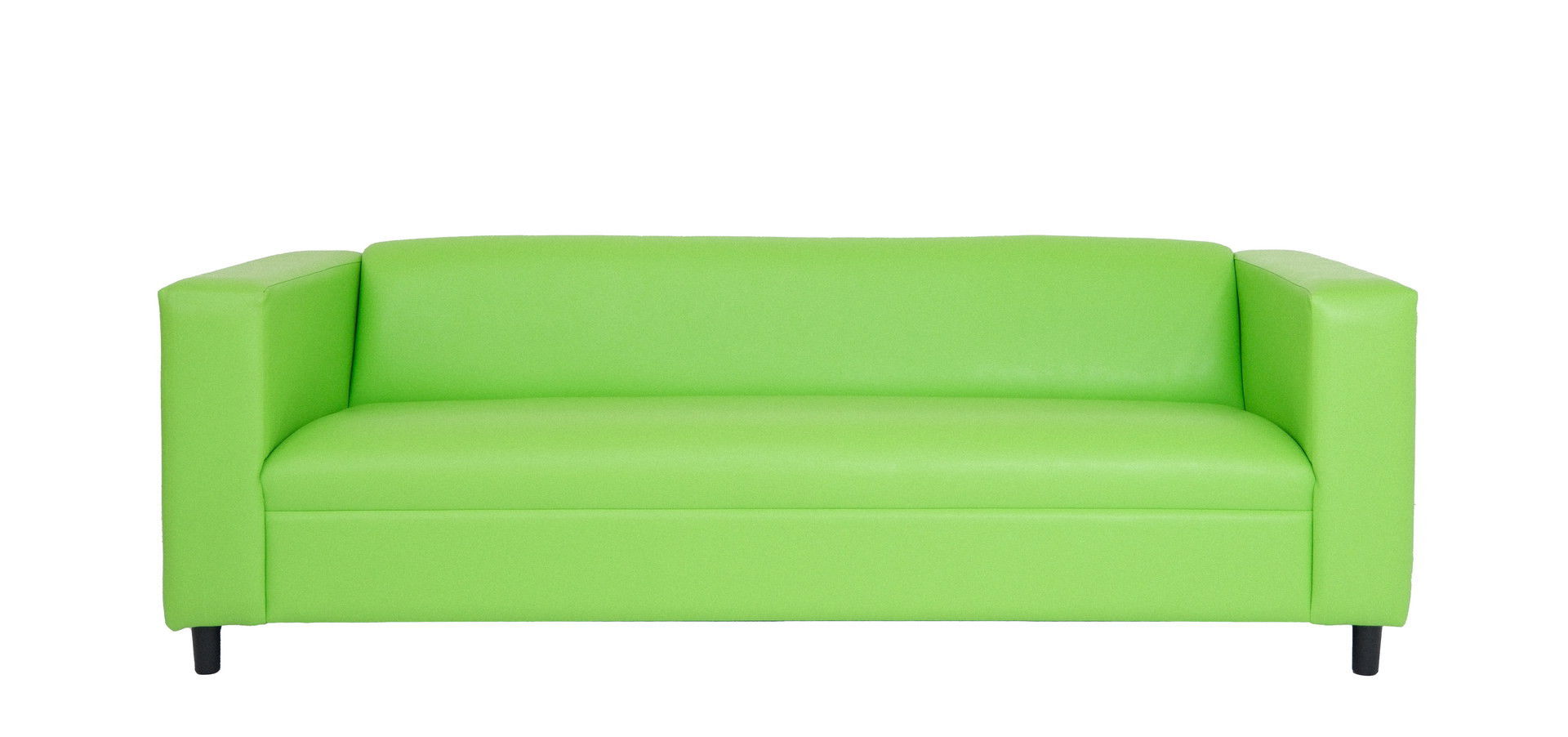 Faux Leather Sofa With Black Legs - Green