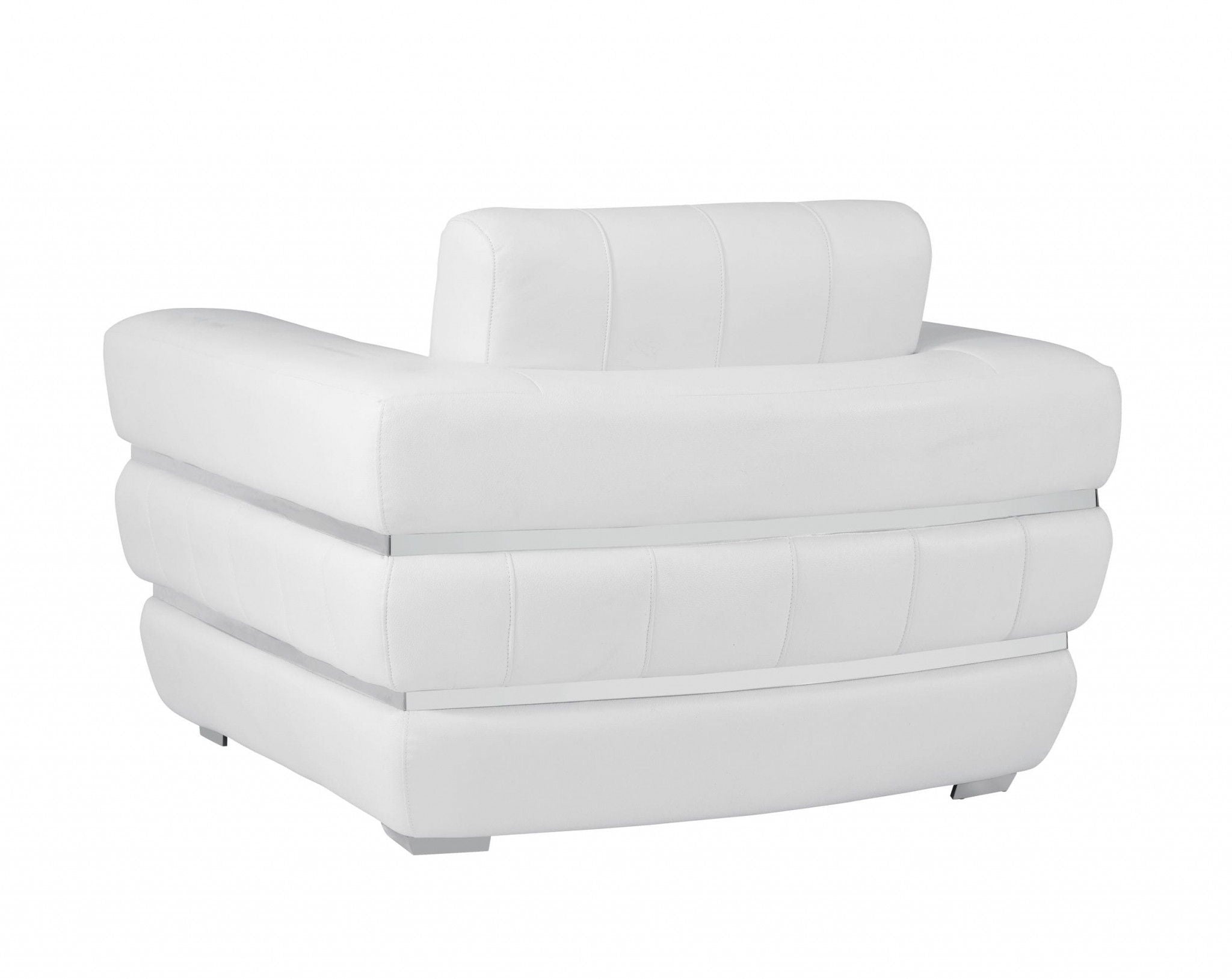 Stripe Top Grade Italian Leather Chair - Winter White