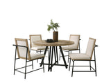 Tate - Round Dining Table With Cream Color Upholstered Chairs (Set of 5) - Oak Finish