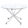 Beckham - Round Glass Top Dining Table Pearl Silver by CoasterEveryday | Bel Furniture