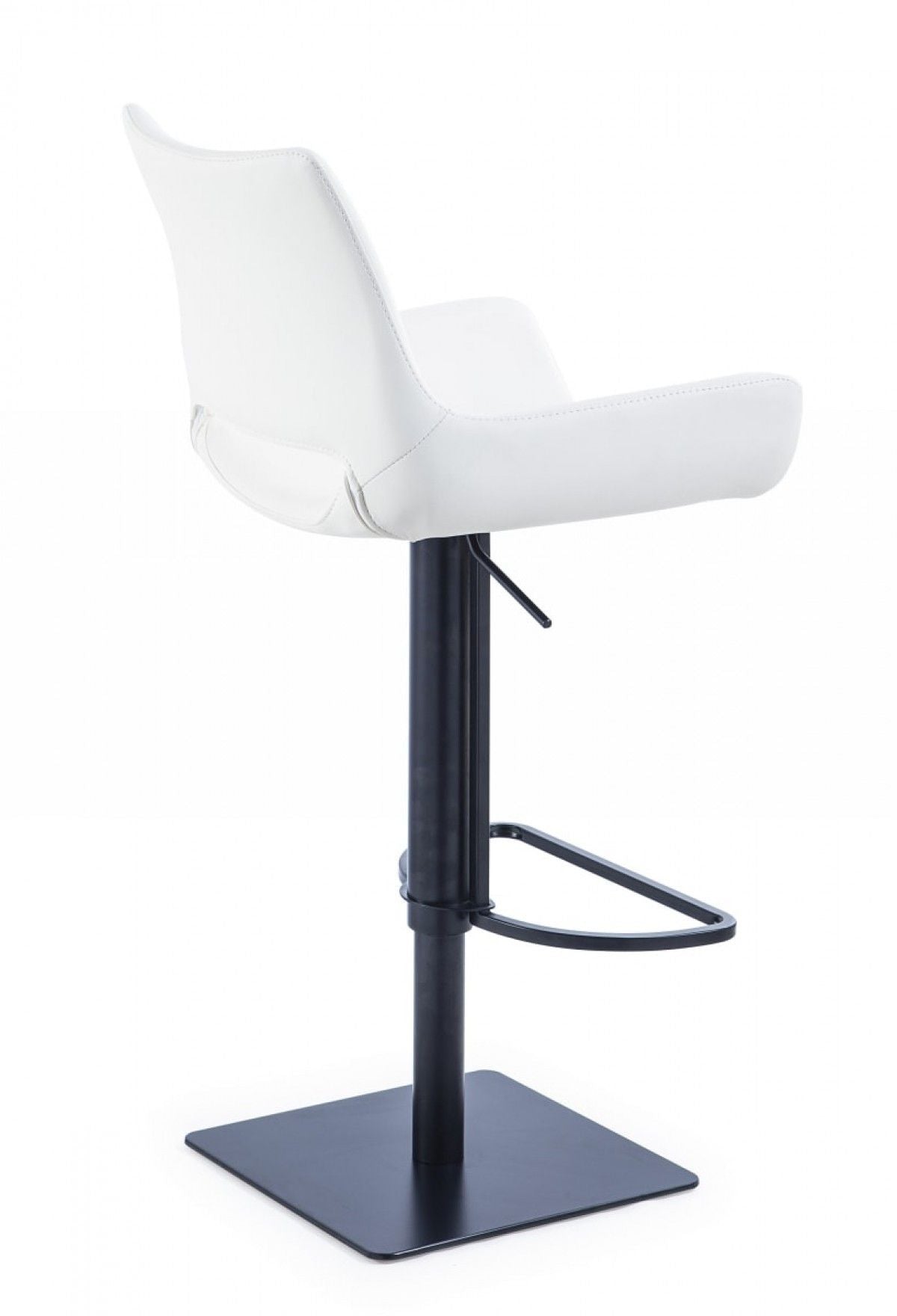 Faux Leather And Stainless Steel Swivel Bar Height Bar Chair - White / Black