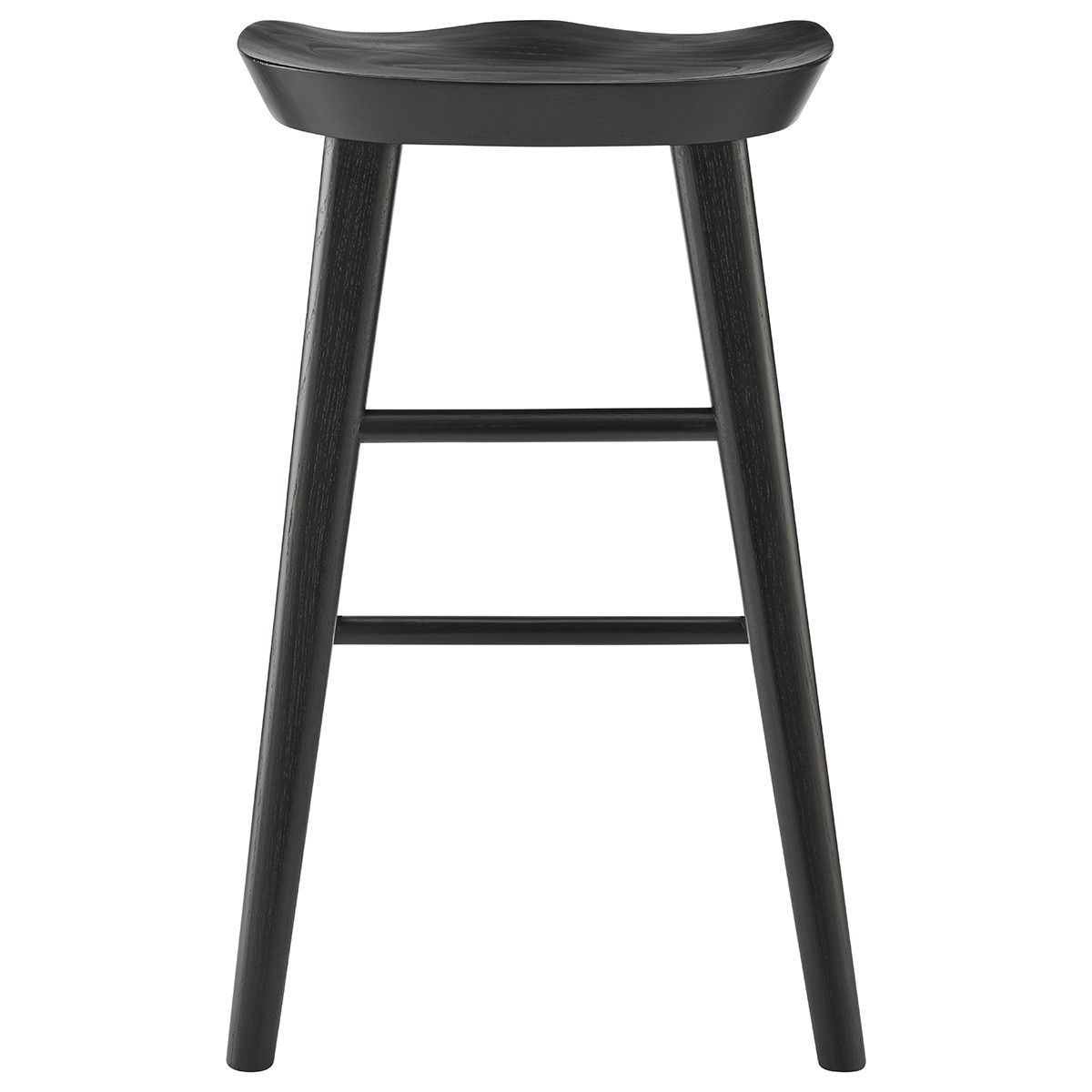 Solid Wood Backless Counter Height Bar Chair - Black