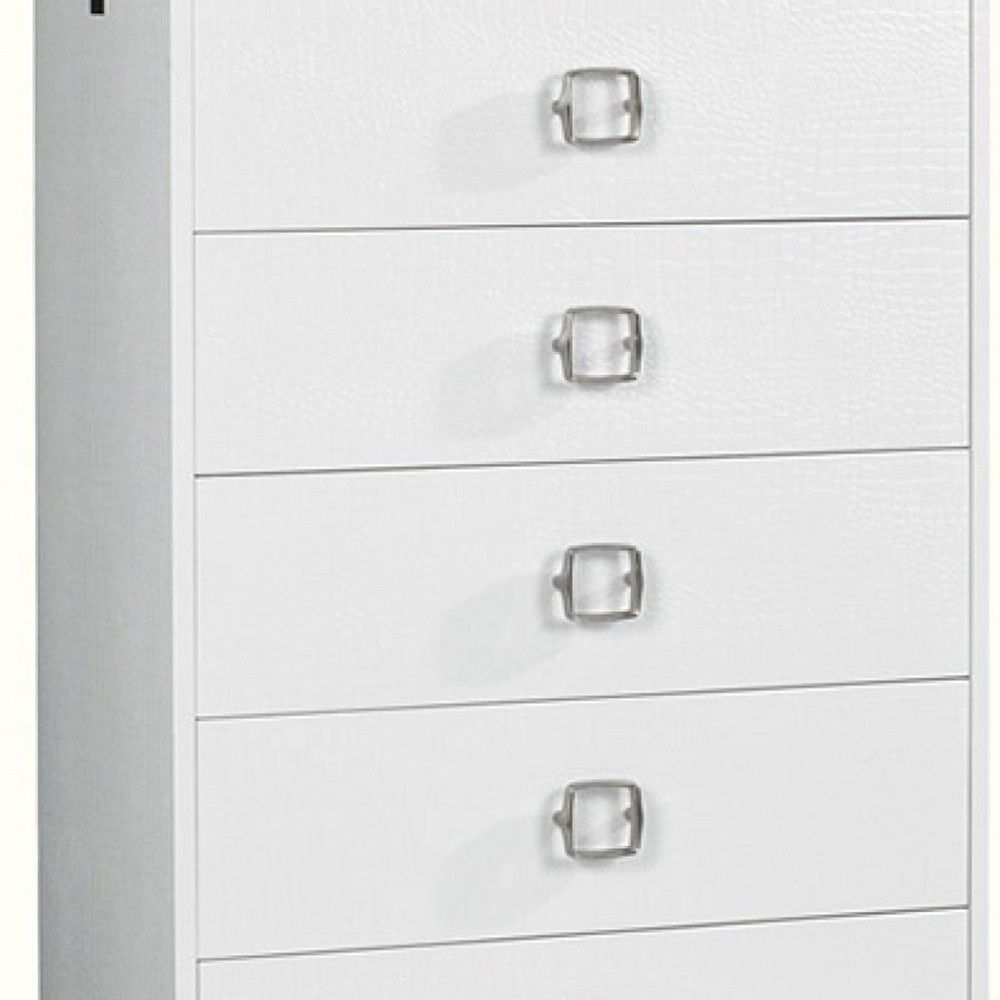 Solid Wood Stainless Steel Six Drawer Chest - White