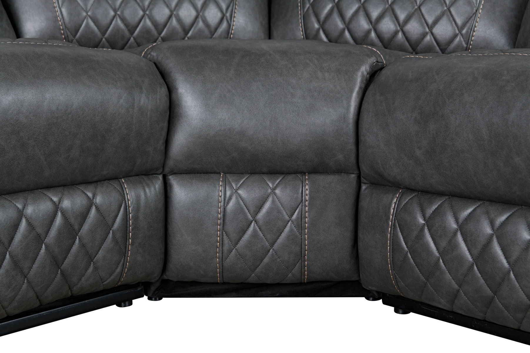 Home Theater Seating Manual Recliner With Cup Holder, Hide - Away Storage PU Reclining Sofa For Living Room, Home Theater