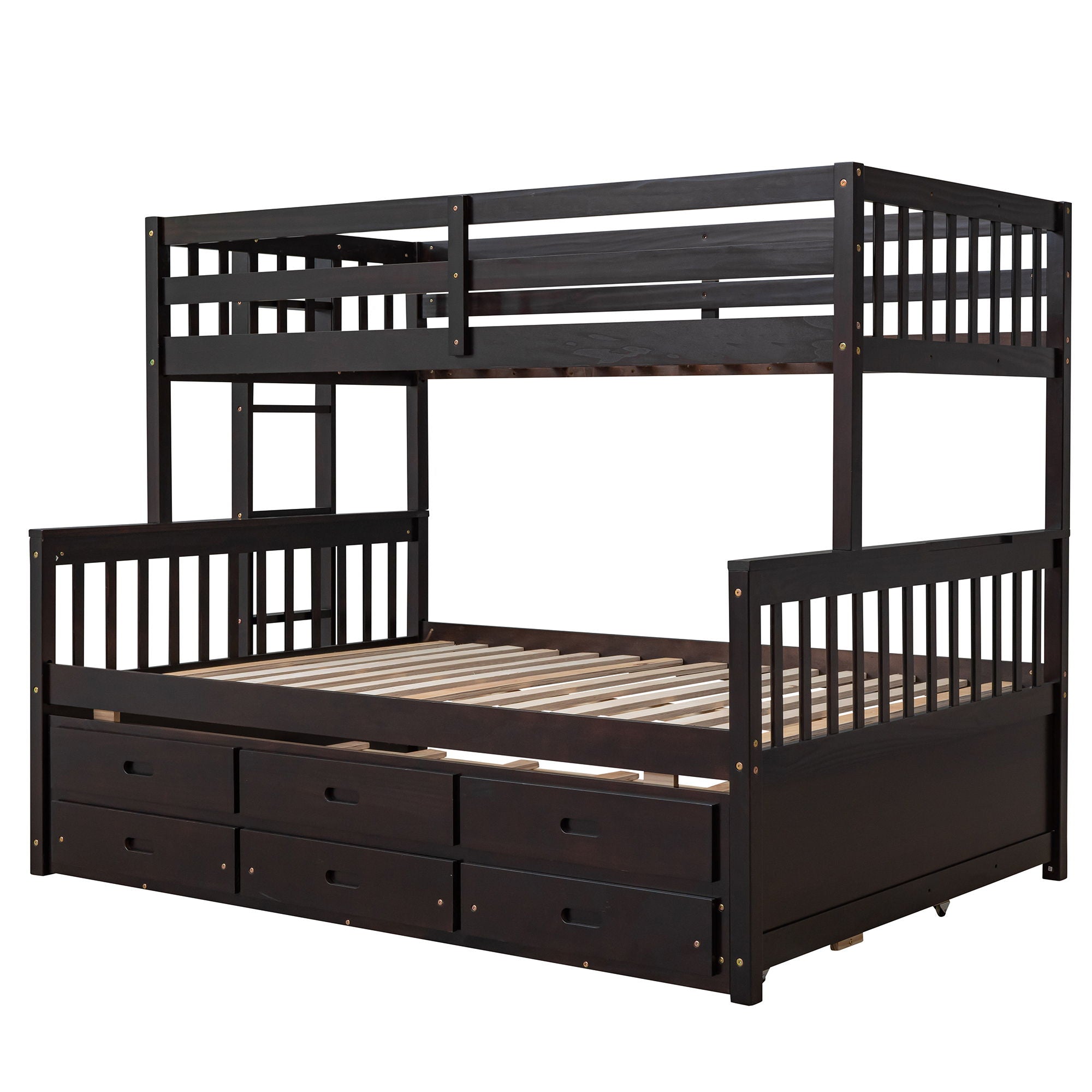 Twin Over Full Bunk Bed With Twin Size Trundle, Separable Bunk Bed With Drawers For Bedroom