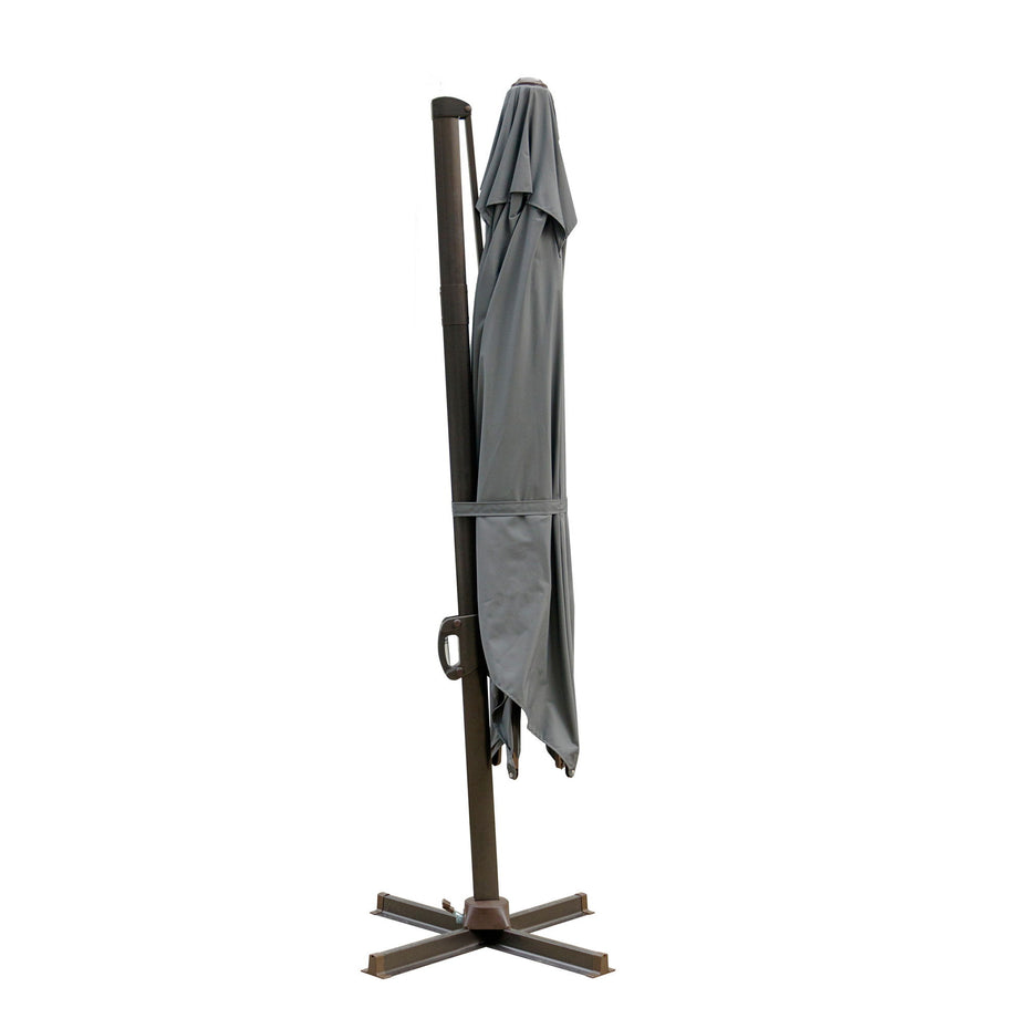 Polyester Square Tilt Cantilever, Patio Umbrella With Stand - Dark Gray