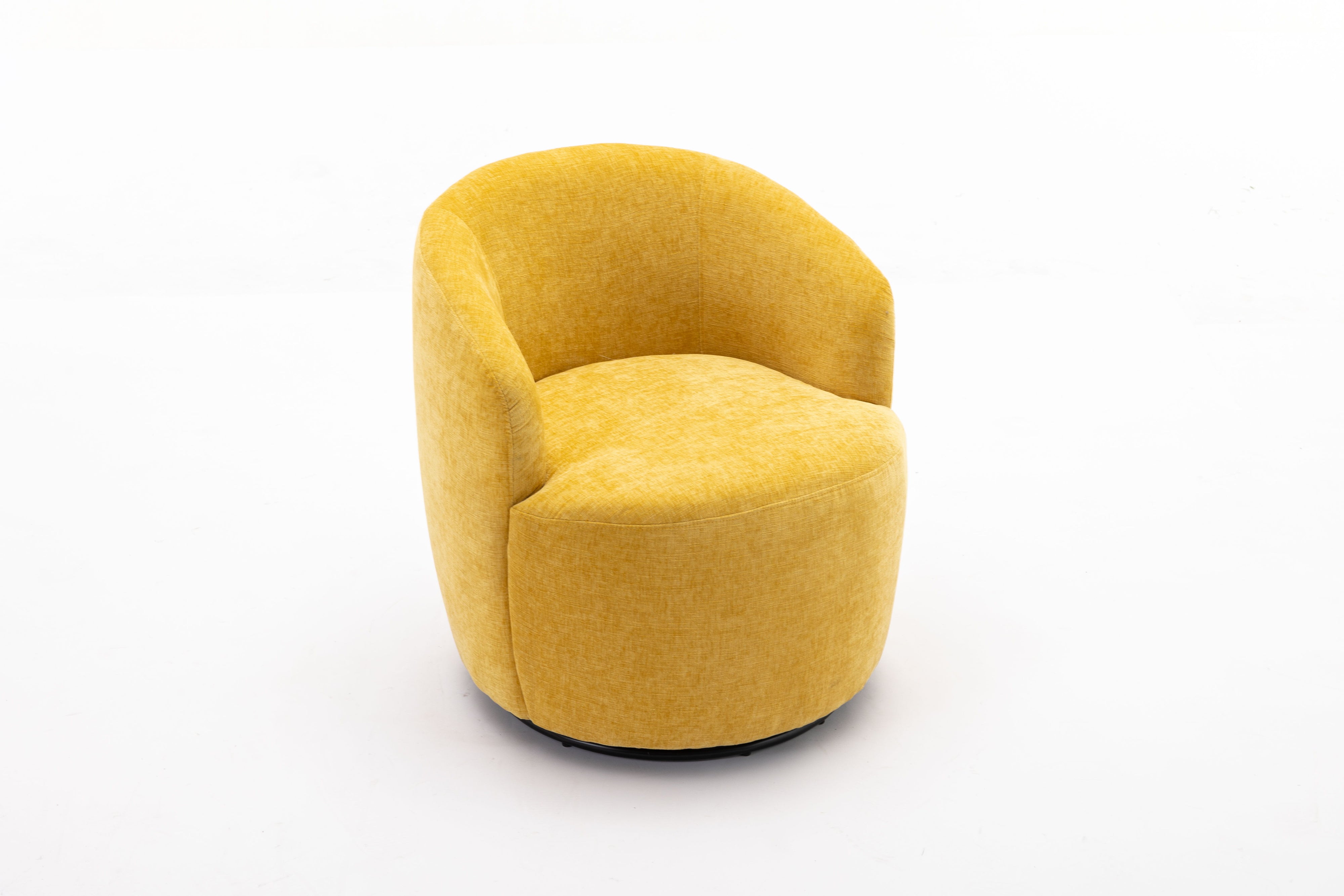 Chenille Fabric Swivel Accent Armchair Barrel Chair With Powder Coating Metal Ring