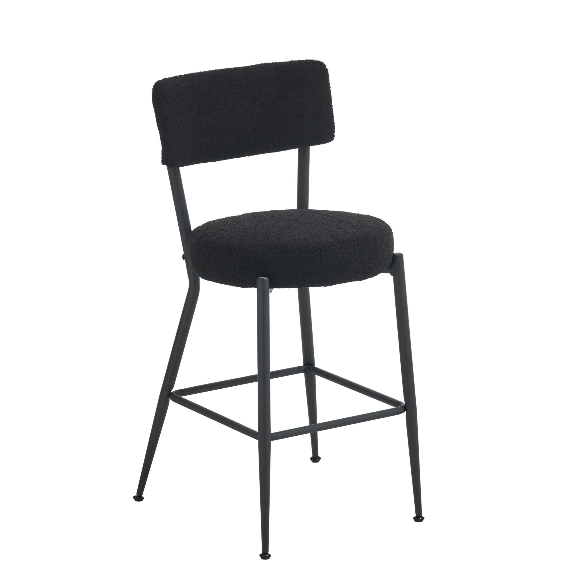 Modern Teddy Fabric Upholstered Bar Stools - Black Legs