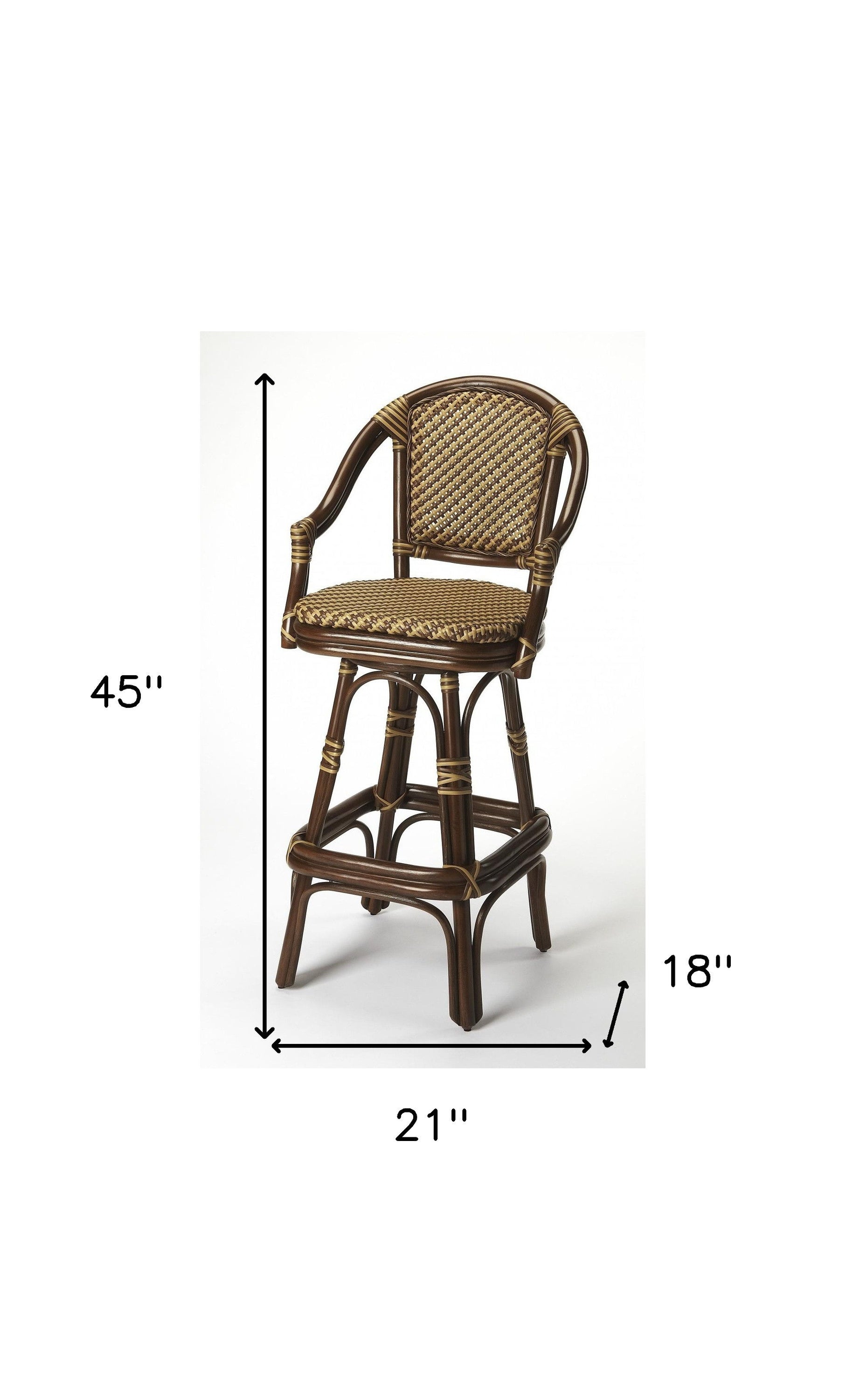 Rattan Bar Chair - Brown