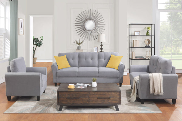 Modern Living Room Sofa Set Linen Upholstered Couch Furniture For Home Office