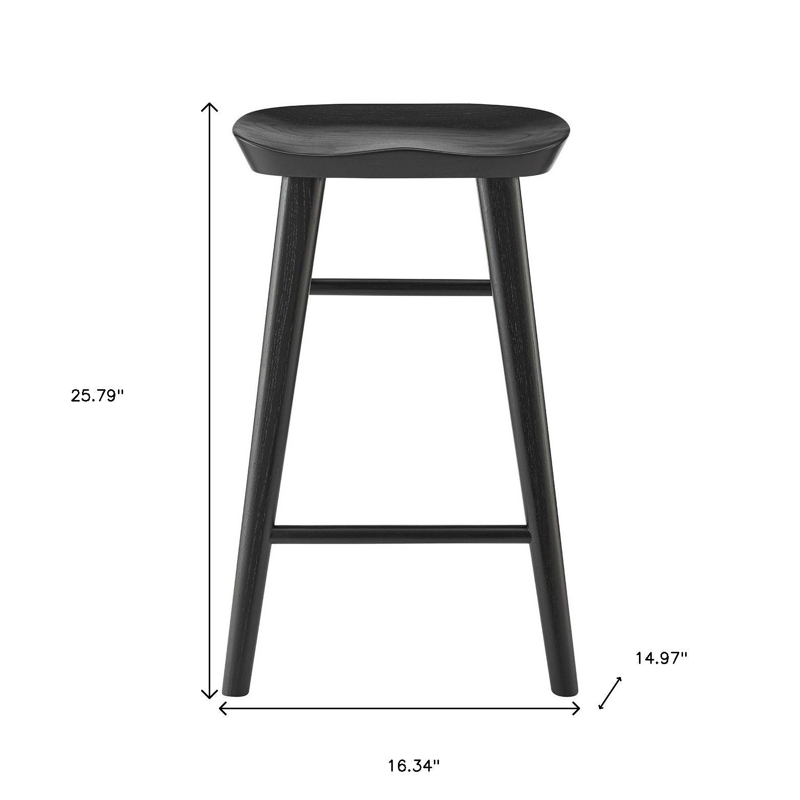 Solid Wood Backless Counter Height Bar Chair - Black