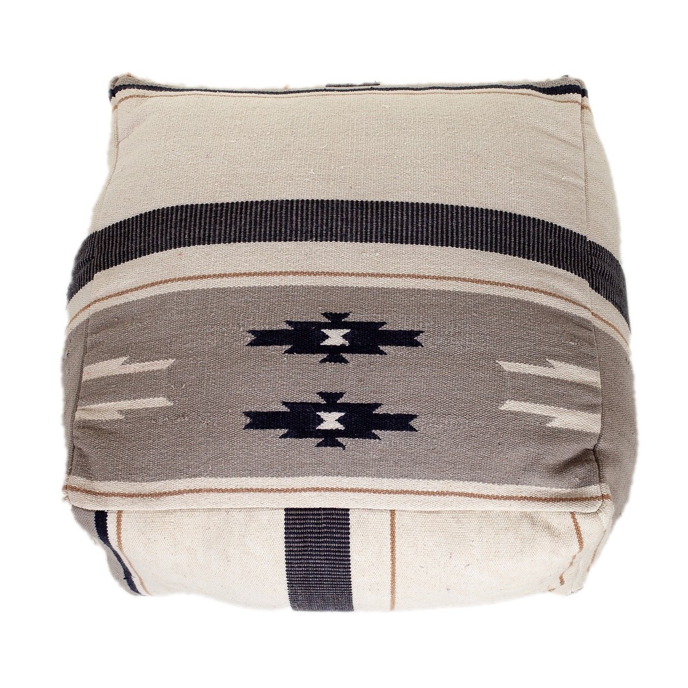 Pouf - Aztec Gray Navy / Beige