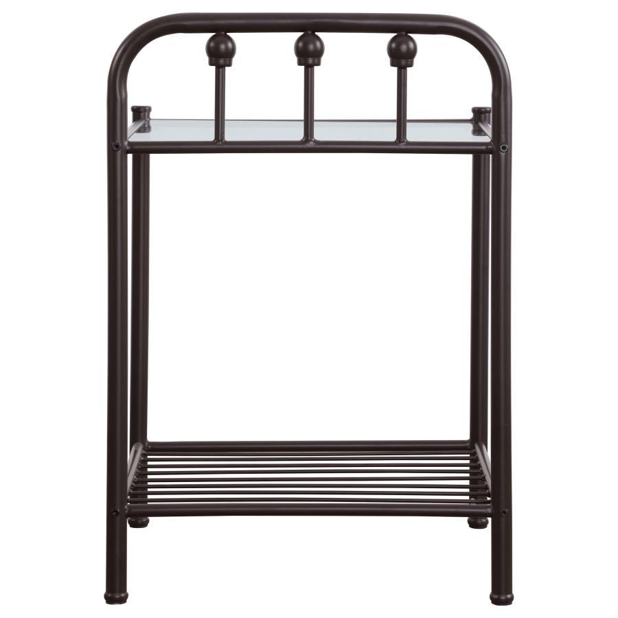 Livingston - Metal 1-Shelf Nightstand - Dark Bronze