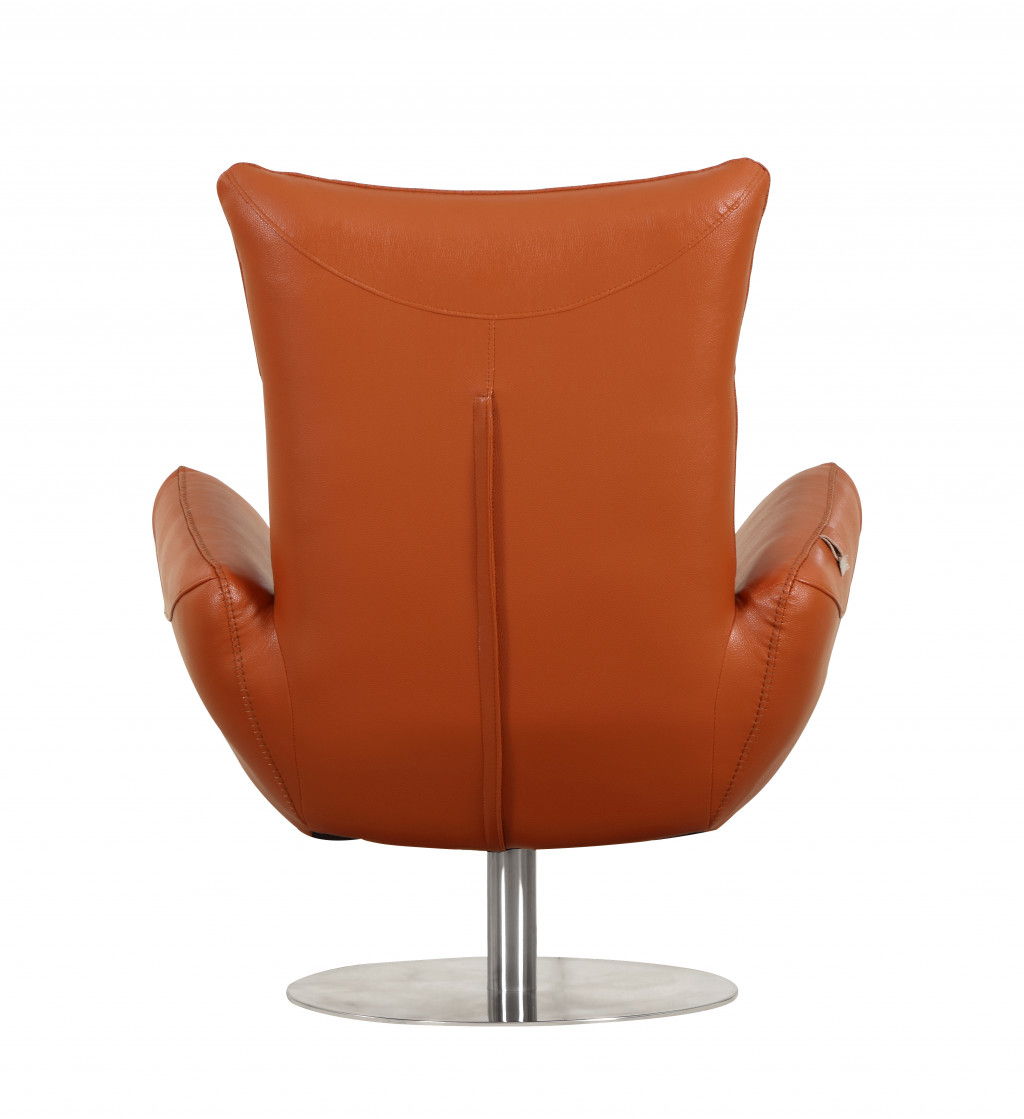 Contemporary Leather Lounge Chair - Orange