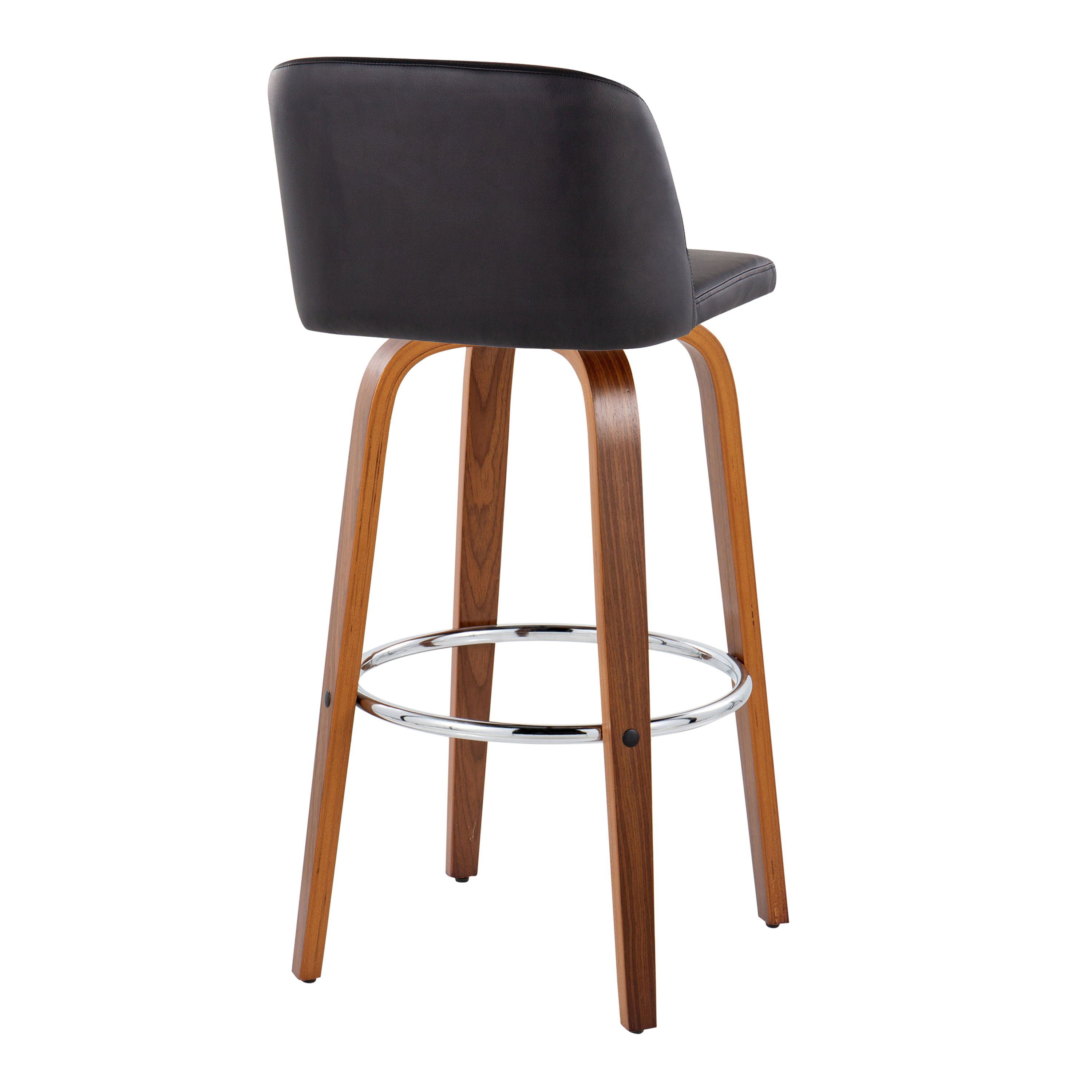 Toriano - Mid Century Modern Fixed Height, Barstool With Swivel With Round Footrest (Set of 2)