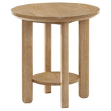 Ottowa - Round Wood Table With Shelf