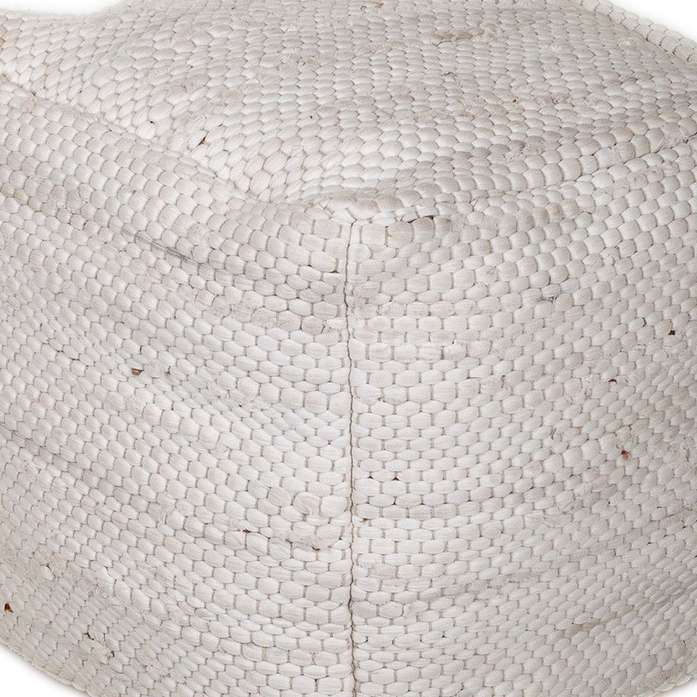 Chic Chunky Textured Pouf - White